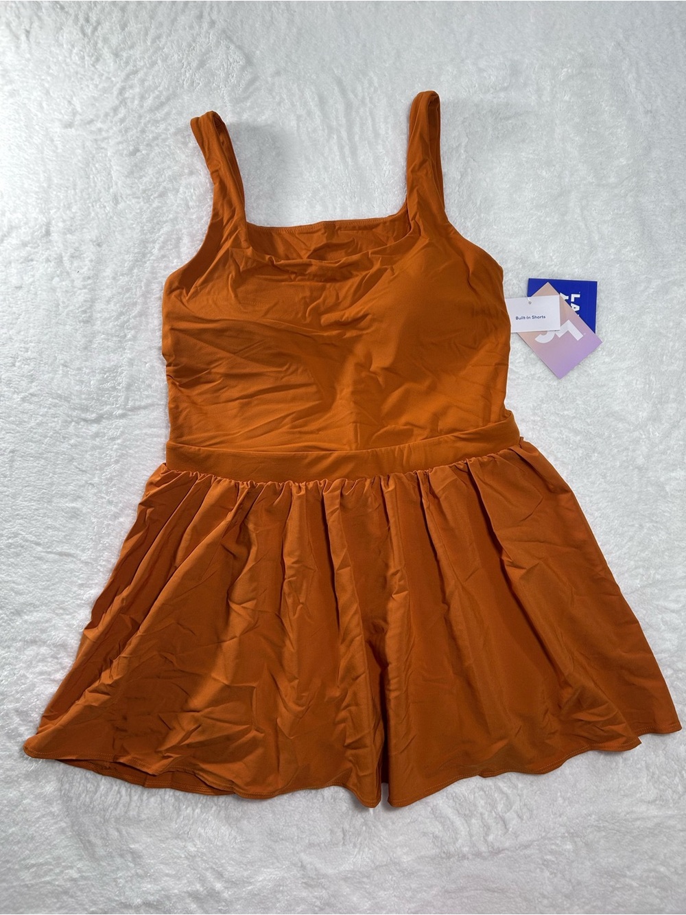NWT Sz M JoyLab Game Day Activewear Athletic Dress built-in Shorts Rust Orange - Picture 5 of 12